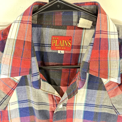 Camisa Western De Colección Ely Plains Para Hombres Grande Roja Blanca Azul Perla Bolsillos a Cuadros a Presión Foto 1 de 4