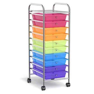 Rainbow 10 Drawer Rolling Storage Cart Scrapbook Home Office School Organizer - Image 1 of 4