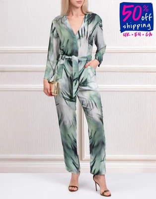 PVP €762 LORENA ANTONIAZZI Mono de Crepé IT42 US6 UK10 M Cinturón Cuello en V Foto 1 de 4