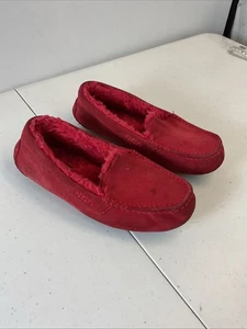 UGG Ansley ROSSO pantofole in pelliccia scamosciata da donna taglia 8 cabina comode - Foto 1 di 15