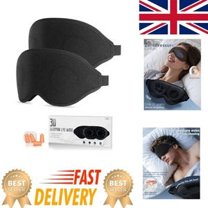 Weiche und hautfreundliche 3D Augenmasken - 2er Pack mit verstellbaren Trägern und Ohrstöpseln - Bild 1 von 10