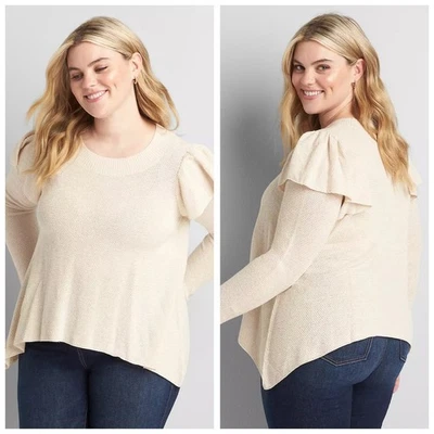 Suéter de brezo avena manga volantes Lane Bryant para mujer - talla 18/20 Foto 1 de 4