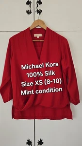 Michael Kors Womwns Blouse Red 100% Silk Size XS (US) 8-10 UK VGC Casual Summer - Picture 1 of 8