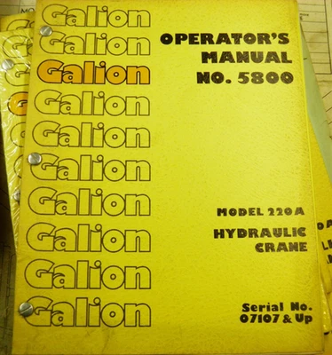 GALION 220A MANUAL DE OPERADOR 07107-UP 5800 Foto 1 de 4