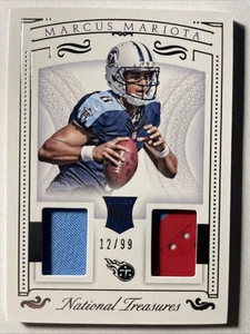 National Treasures Marcus Mariota 2015 novato reliquias dobles 12/99 Titanes - Imagen 1 de 2