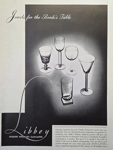 Publicidad impresa de patrones Knickerbocker embajada cristalería americana moderna Libbey 1942 - Imagen 1 de 4