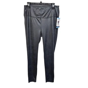 Seven7 Womens Faux Leather Leggings Size L Gunmetal High Waist Stretch Pants NWT - Picture 1 of 7