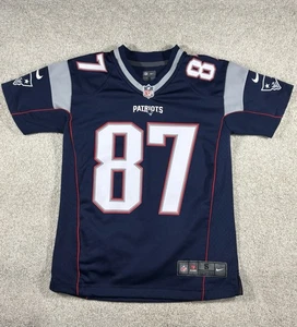 NIKE NEW ENGLAND PATRIOTS #87 ROB GRONKOWSKI YOUTH SMALL JERSEY HOME BLUE - Picture 1 of 10