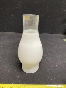 A10253 8.5" Tall Clear/White Glass Kerosene Oil Lamp Chimney 3" Fitter - Picture 1 of 5