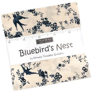 Bluebird's Nest Moda Charm Pack, 42 100% Cotton 5-inch Precut Fabric Squares - Picture 1 of 6