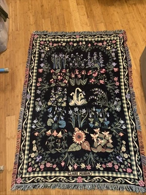 Manta tejida vintage Claire Murray Goodwin Weavers tiro granero cottagecore 65"x47 Foto 1 de 4