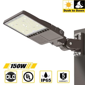 150W LED Parking Lot Light with Photocell Outdoor Street Shoebox Pole Fixture US - Picture 1 of 12