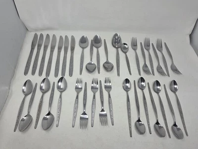 Lot of 36 Stylecraft Floral Pattern Stainless Flatware -Japan - Image 1 of 4