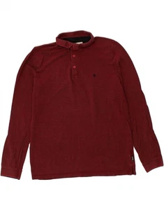 WRANGLER Mens Long Sleeve Polo Shirt Large Burgundy Cotton AM10 - Picture 1 of 3