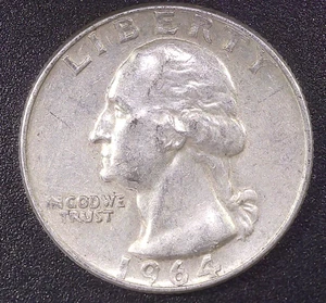 1964-P Washington Quarter 90% SILVER Circulated Philadelphia Mint - Picture 1 of 2