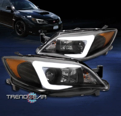 For 2008-2014 Subaru Impreza LED Tube Halogen Projector Headlight Headlamp Black - Image 1 of 4