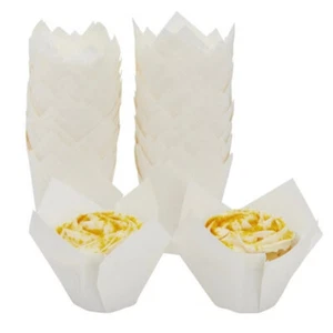 Juvale 100-Pack White Tulip Cupcake Liners – Baking Cups for Wedding,2.2x3.15 In - Picture 1 of 8