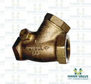 1" BRONZE 200 THREADED Y-PATTERN SWING CHECK VALVE - POWELL FIG.560 - Picture 1 of 7