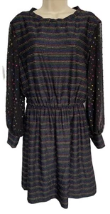 Love Moschino Dress Size 8 Metallic Thread Rainbow Stripe Dot Long Sleeve - Picture 1 of 8