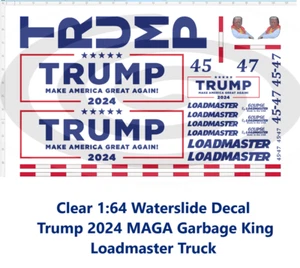 Clear 1:64 Waterslide Decal for 2020 Mack LR Rear Loader Refuse Truck Trump MAGA - Picture 1 of 5