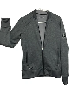 Adidas Fleece Lined Jacket Men S Gray Lg Sleeve Zipper Pockets IFCC NWOT Free Sh - Picture 1 of 11