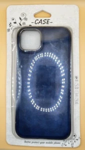 iPhone 14 Plus with MagSafe, Luxury Slim PU Cover Shockproof-Blue - Picture 1 of 2