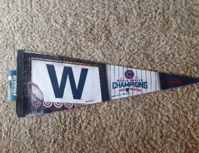 CHICAGO CUBS PENNANT WORLD SERIES CHAMPIONS PREMIUM FELT 2016 NEW - Image 1 of 4