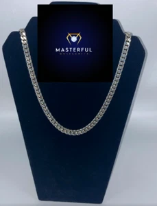 925 Silber Kubanisches Glied Kette Halskette 8 mm 18-24 Zoll Massiv Silber Kubanische Gliedkette - Bild 1 von 4