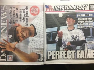 MARIANO RIVERA HALL OF FAME HOF YANKEES NY POST & DAILY NEWSPAPERS 1/23/19 - Picture 1 of 2