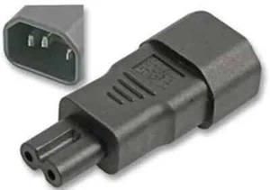 IEC Socket C14 to Figure of Eight/Fig 8 C7 Plug Adapter Black PAT TESTING - Picture 1 of 1
