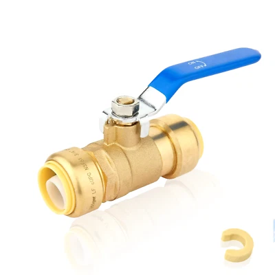 EFIELD 3/4" × 3/4" Push Fit Ball Valve Blue Handle Brass No Lead Free Shipping