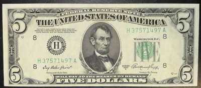 1950A $5 Federal Reserve Note - St. Louis Uncirculated H 37571497 A - Image 1 of 4