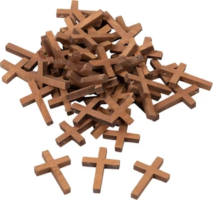 50 Pack Small Wooden Cross Charms for Crafts (1 X 2 In) - Picture 1 of 12