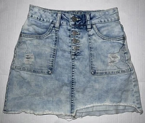 Justice Girls skirt light wash frayed edges Back To School A Line Silhouette 12 - Picture 1 of 5