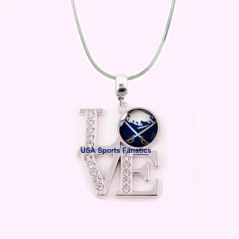 NHL Buffalo Sabres 925 Sterling Silver Team Love Necklace With Rhinestones Cover