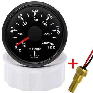 52mm 7 Colors LED Water Temp Gauge 0-120℃/30-250℉ with 1/8NPT Water Temp Sensor - Picture 1 of 12