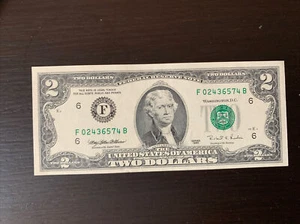 62422 Banknote US $2 Two Dollar Bill 1995 Nice #F02436574B UNC? AU? Crisp Money - Picture 1 of 2