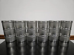 4oz Silver Metal Tins 18pk, Great for Candles and other Crafts - Picture 1 of 4