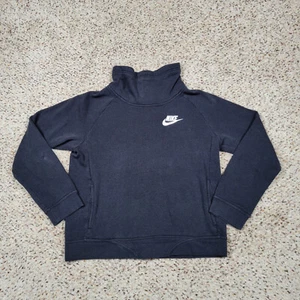 Nike Sweatshirt Girls XL Black White Swoosh Sweater Spell Out Kid Youth A4* - Picture 1 of 10