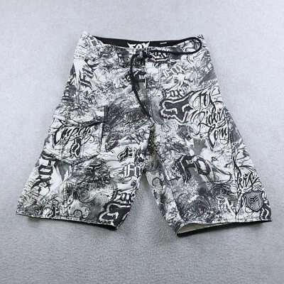 Fox Racing Board Shorts Para Hombres 29 Negro Blanco Grafito Bolsillo Carga Sin Forro AOP Foto 1 de 4