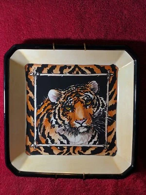Plato de cerámica decorativo de tigre de 10" plato colgante poco profundo safari vida silvestre animal Foto 1 de 4