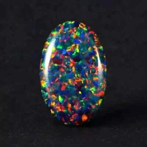 Natural Black Fire Opal Oval Cabochon 15 Ct A+ Australian Loose Gemstone - Picture 1 of 6