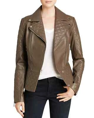 Dawn Levy DL2 Khaki Quilted Leather Dakota Moto Jacket.Sz XS.$699 - Image 1 of 4
