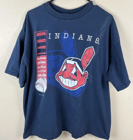 Vintage Cleveland Indians 1999 Tshirt  MLB Chief Wahoo Logo 7 Sz 2XL Distressed Cover