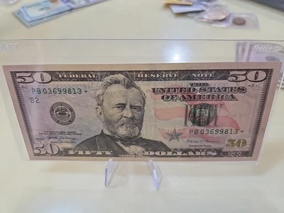 Series 2017A *STAR* 50$ Note  Rare Great Condition *03699813* - Image 1 of 2