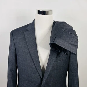 Traje Tommy Hilfiger 42R 36x32 Mezcla Lana Gris Cuadros Dos Botones Doble Ventilación - Imagen 1 de 12