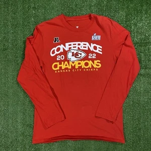 Kansas City Chiefs T-Shirt 2022 Conference Champs Red Fanatics Sz M Long Sleeve - Picture 1 of 9