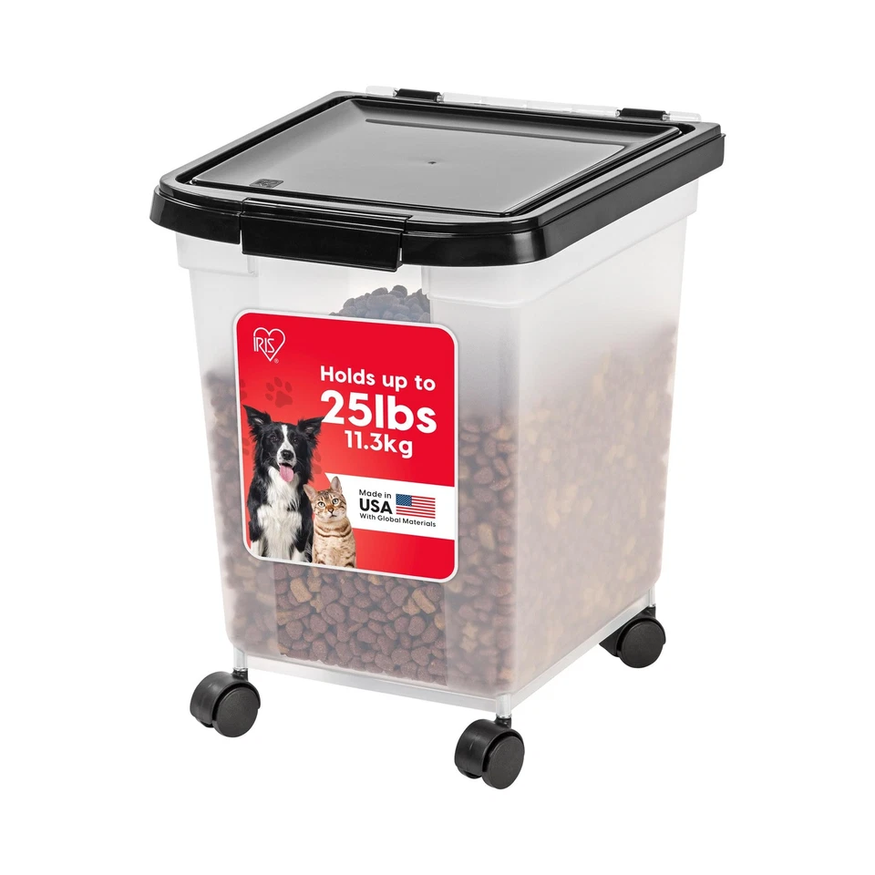 IRIS Nesting Airtight Pet Food Container Storage Bin Holder Wheels Large 25