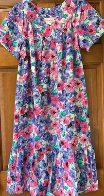 De Colección Apóstrofe Sears Casa Vestido Camisón Mumu Vibrante Floral Mediano 12-14 Nuevo Foto 1 de 4