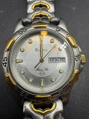 Bulova Marine Star Men's Quartz Watch 34.4mm Two-Tone Day Date 98C31 - Image 1 of 4